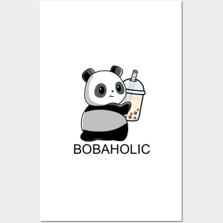 Cute Little Bobaholic Panda Loves Boba! Posters and Art